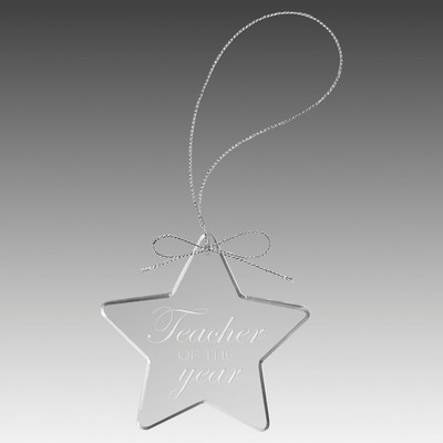 3.25" Clear Star Glass Ornament with Silver String