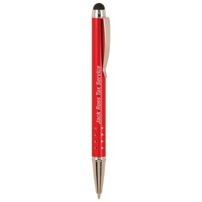 Red with Silver Trim Pen with Stylus
