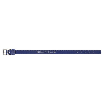Large 23" x 1" Blue/Silver Leatherette Dog Collar