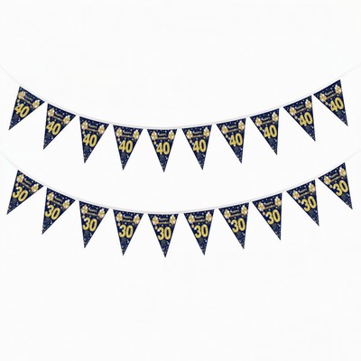 9.5 Feet L Custom Full Color Both Sided Felt Pennant String Anniversary Celebration Flag
