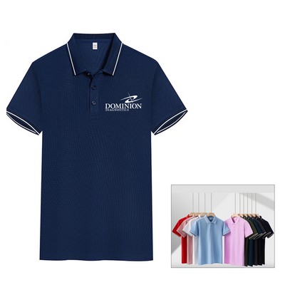 Men's Striped Short Sleeve Polo Shirt