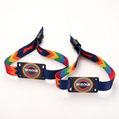 3/5"W Sublimated Polyester Event Wristband w/ Locking Bead and Card
