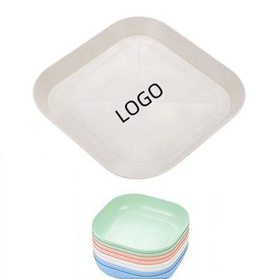Camping Portable Square Wheat Straw Dinner Plate