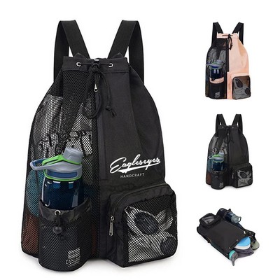 Mesh Drawstring Swim Backpack with Dry Wet Separation Pocket