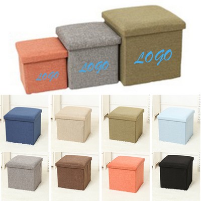Square Storage Ottoman Fabric Storage Box Foldable Sofa Stool Toy Storage Bin