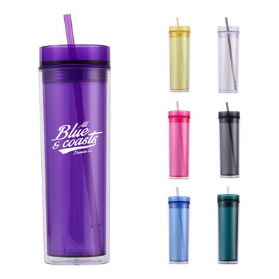 16 Oz Double Wall Insulated Slim Acrylic Tumbler