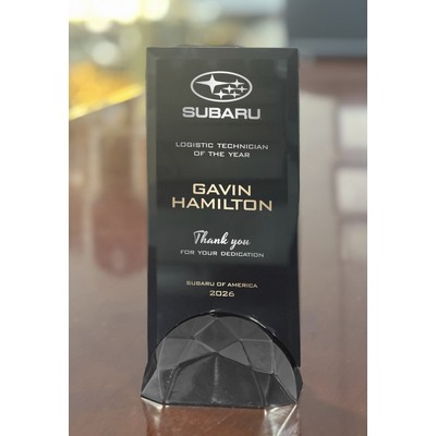 4x8 Black Glass In Gunmetal Semicircle Base