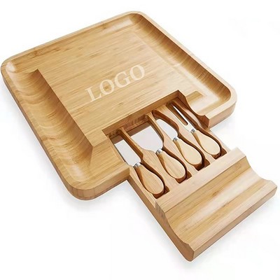 Bamboo Cheese Board And Knife Gift Set