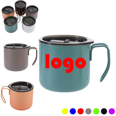 12oz Stainless Steel Insulated Coffee Mugs With Lid & Handle
