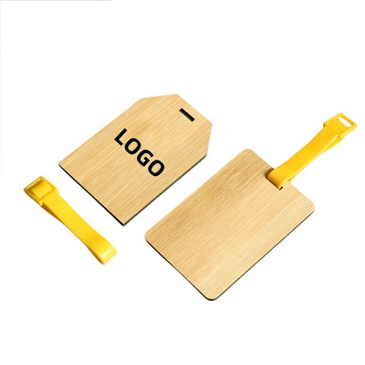 Custom Engravable Natural Bamboo Luggage Tag