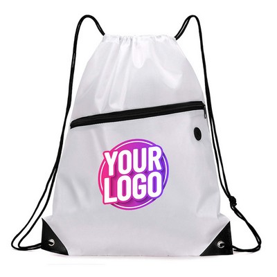 Drawstring Backpack With Zipper
