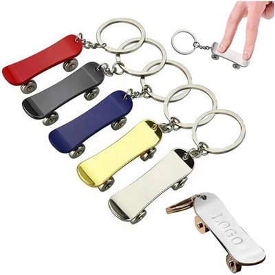 Metal Skateboard Shaped Keychain