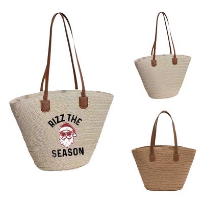 Straw Shoulder Beach Bag