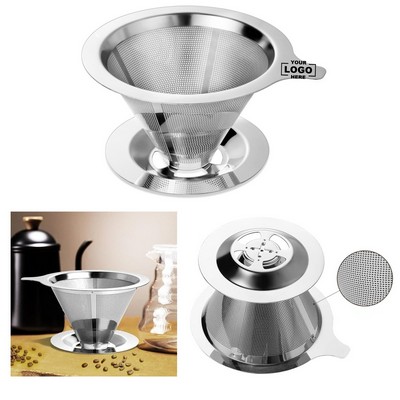 low Drip Paperless Coffee Filter Stainless Steel Pour Over Coffee Maker for Single Cup Brew