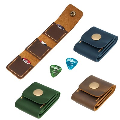 Leather Guitar Picks Holder for Acoustic Electric Guitar
