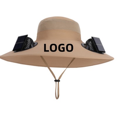 Wide Brim Fan Hat Outdoor Sun Hat with 2 Fan Fishing Hat Removable and USB Charging Fan Ice Fan