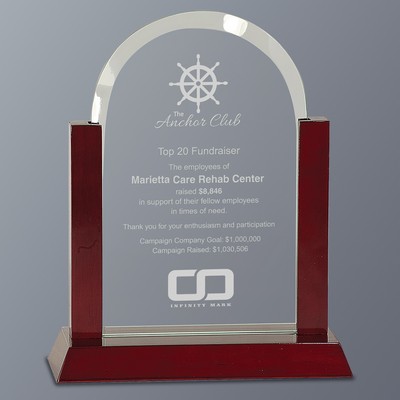 Gateway Dome Jade Glass on Rosewood Finish Base, Medium (6-3/4" x 8")