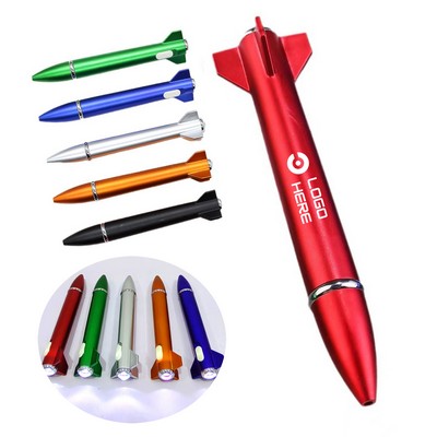 Rocket Missile Shaped Ballpoint Pen With Led Light