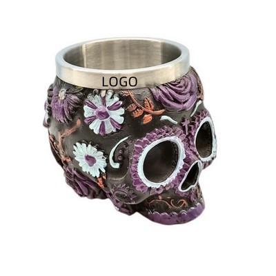 6 Oz Personalized Purple Flower Skull Mug
