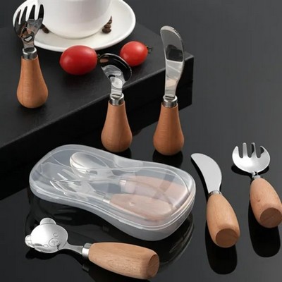 Stainless Steel Cutlery Set with Wooden Handle & Case
