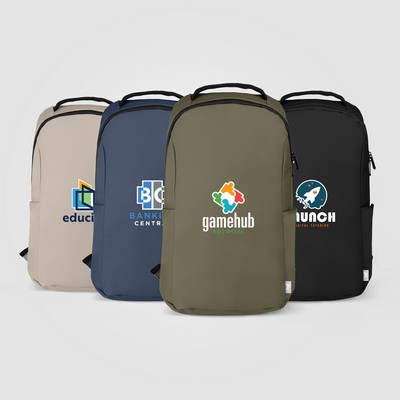 Malmö rPET Waterproof Zippered 15-Inch Laptop Backpack – 14L - Heat Transfer