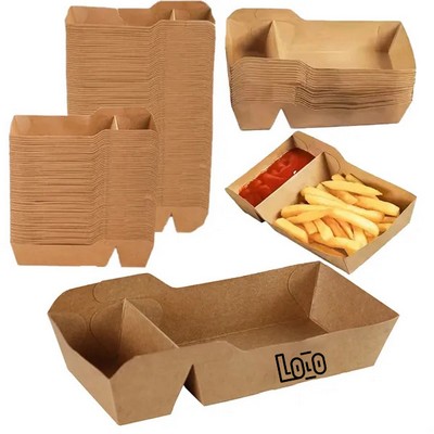 Kraft Paper Food 2-Compartments Boat Tray