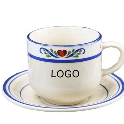 200Ml Ceramics Cup And Saucer Sets W/ Painted Rim