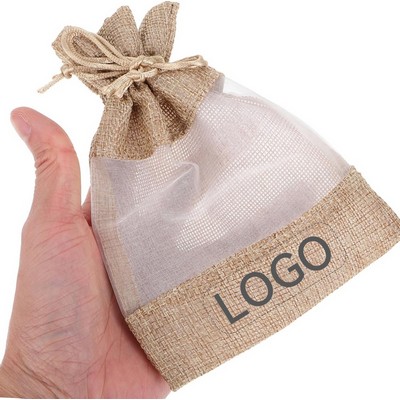10" Mesh See Through Burlap Drawstring Gift Bag
