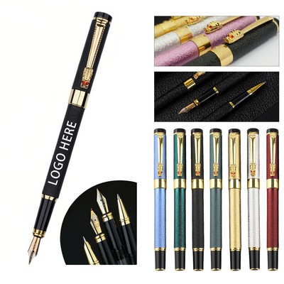 Matte Metal Fountain Pen Metal Nib Dual Ink System with Converter and Cartridge