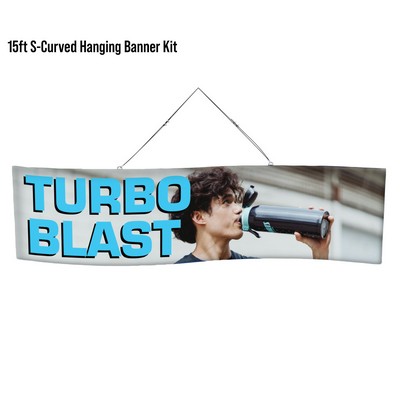 15' x 40"H Single Sided S-Curved Hanging Banner