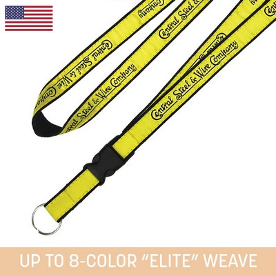 3/4" Woven Detachable Lanyard w/ Split Ring - "Elite" Weave