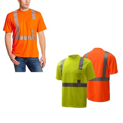 Reflective Short Sleeve Safety T-Shirt With Pocket Birdseye Mesh