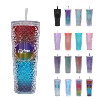 24oz Plastic Tumbler with Straw