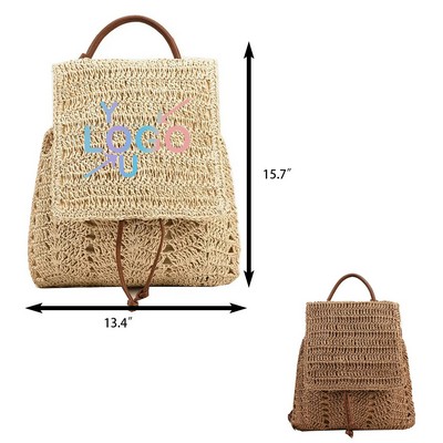 Chic Jute Woven Beach Backpack