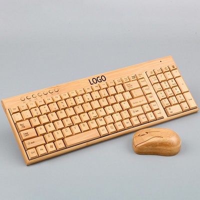 Wireless Bamboo Keyboard and Mouse Set