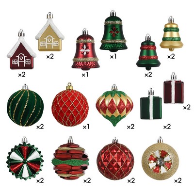 Christmas Ornament Ball Set 27pcs Flocked Painted Decorations