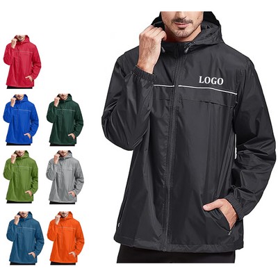 Men Lightweight Hooded Rain Jacket