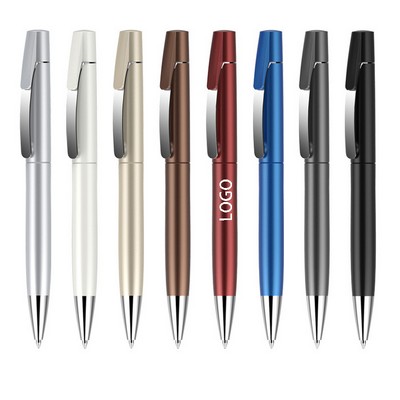 Retractable Plastic Ballpoint Pen with Metal Clip