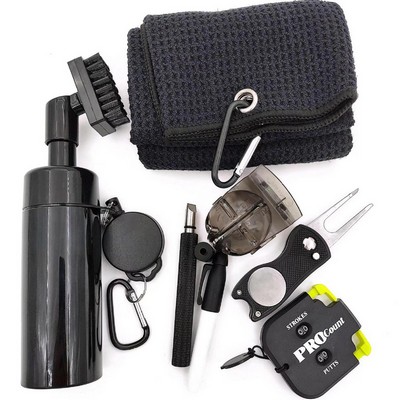 7 Piece Golf Club Cleaning Brush Set With Towel Accessories