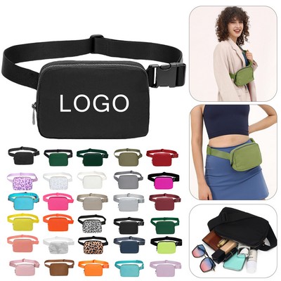 Unisex Nylon Sports Waist Bag W/ Zipper