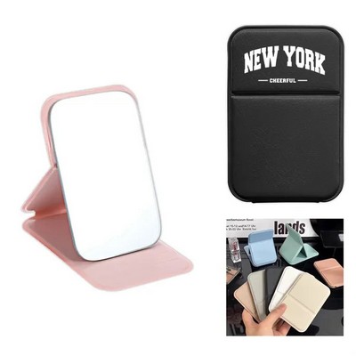 Portable PU Leather Folding Makeup Mirror