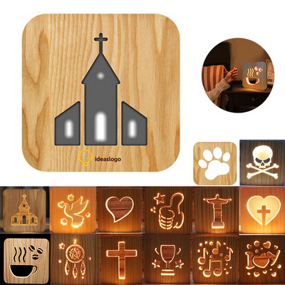 Creative Wood 3D LED Optical Night Light