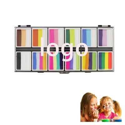 Washable 12 Color Kids Face Paint Set With Soft Brushes