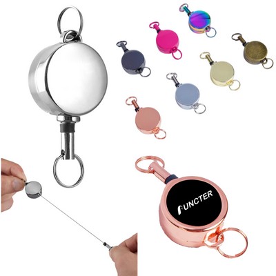 Metal Retractable Badge Reel With Key Ring