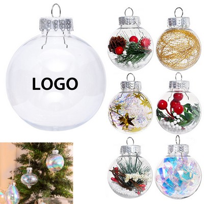 3.15" Clear Plastic Hanging Ornament Christmas Balls