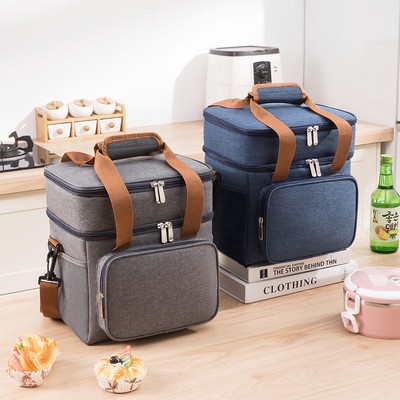 Large Capacity Double Layer Camping Waterproof Cooler Insulated Lunch Bag