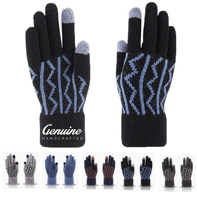 Touchscreen Braided Knit Solid Gloves