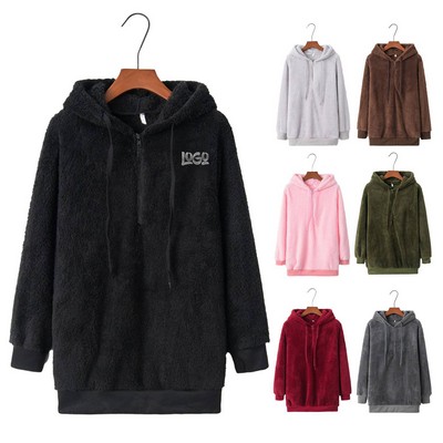 Women's Oversized Fleece Sweatshirt with Pockets