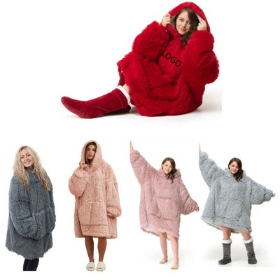 Long Plush Hoodie Blanket