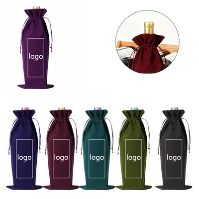 Jute Drawstring Wine Pouch